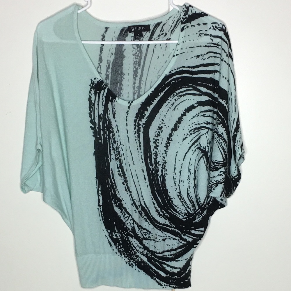 Light Blue Blouse With Black Design